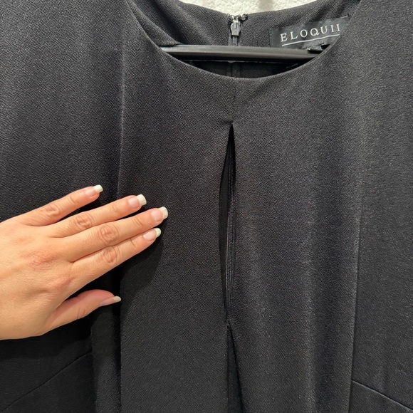 Eloquii Black Jumpsuit Wide Leg Size 16 Side Pockets Key Hole Front - Picture 5 of 12